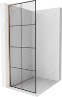 Mexen Kioto L zuhanyfal Walk-in 80 x 200 cm, fekete rács, kefe hatású réz - 800-080-103-65-77