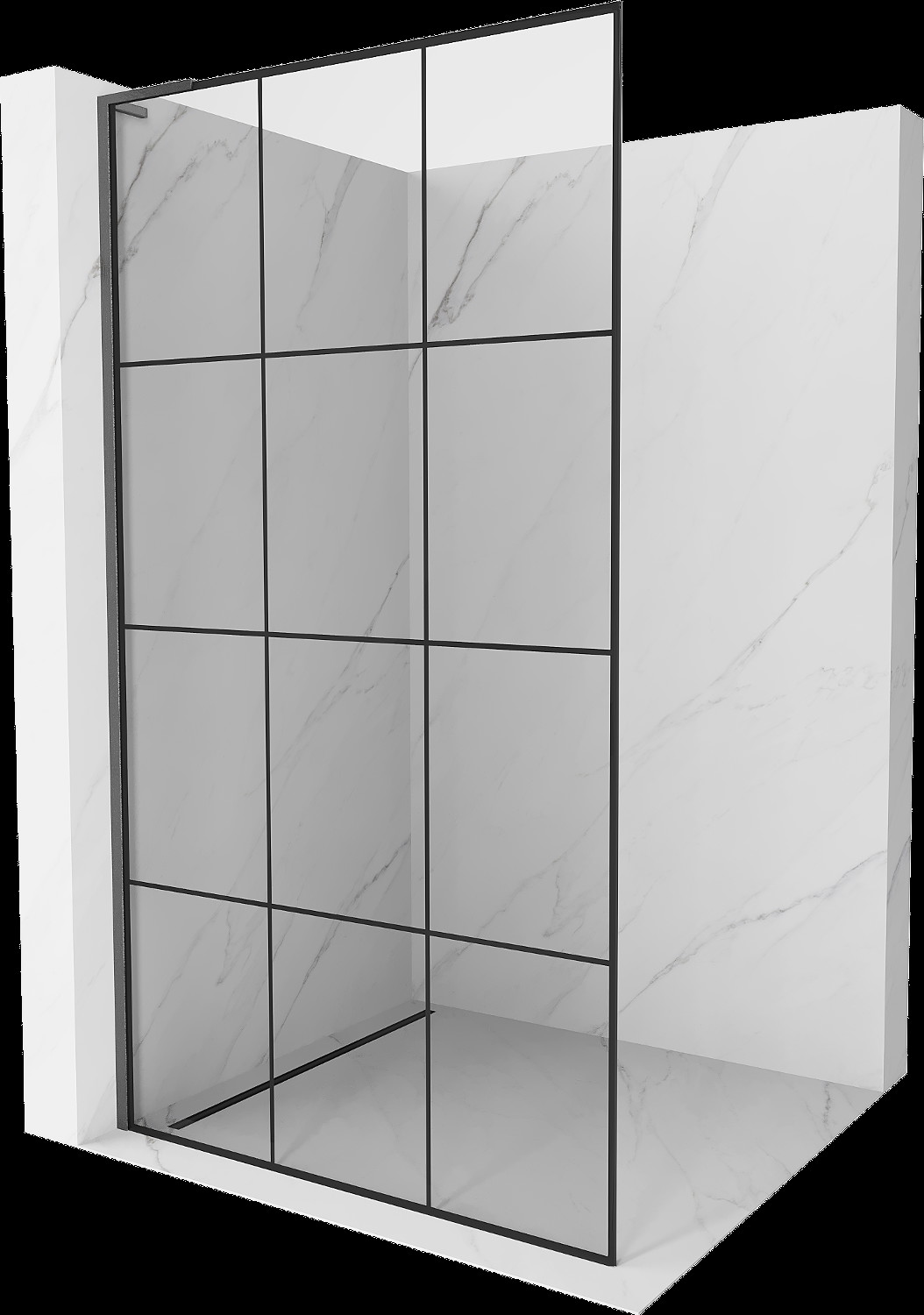 Mexen Kioto L duş perete Walk-in 110 x 200 cm, model negru, gri gun metal periat - 800-110-103-66-77