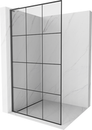 Mexen Kioto L zuhanyfal Walk-in 110 x 200 cm, fekete rácsos, gun gray kefélt - 800-110-103-66-77