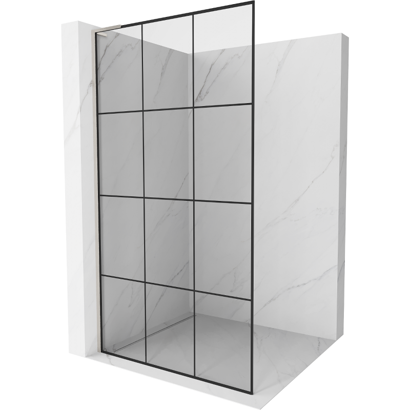 Mexen Kioto L Walk-in zuhanyfal 110 x 200 cm, fekete minta, kefélt nikkel - 800-110-103-97-77