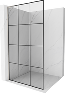 Mexen Kioto L zuhanyfal Walk-in 110 x 200 cm, fekete rács, kefefinish nikkel - 800-110-103-97-77