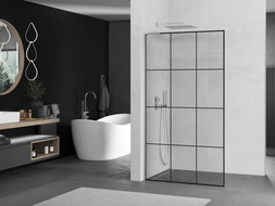 Mexen Kioto L zuhanyfal Walk-in 120 x 200 cm, fekete rács, szálcsiszolt nikkel - 800-120-103-97-77