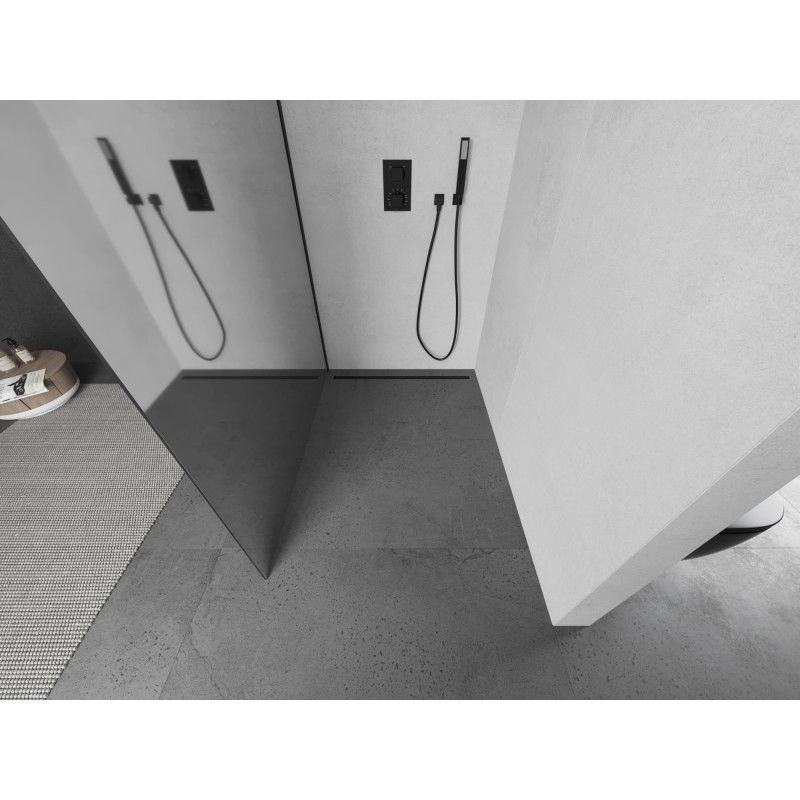 Mexen Kioto L zuhanyfal Walk-in 80 x 200 cm, tükör, fekete - 800-080-103-70-50