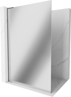 Mexen Kioto L perete duș Walk-in 100 x 200 cm, oglindă, gri metalic periat - 800-100-103-66-50