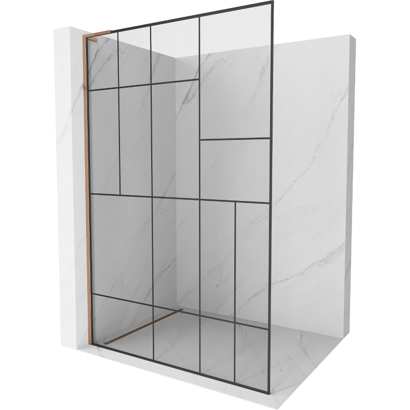 Mexen Kioto L panou de duș Walk-in 90 x 200 cm, model negru, aur roz - 800-090-103-60-78