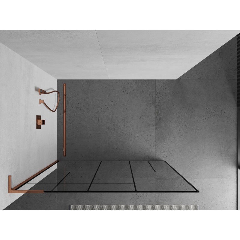Mexen Kioto L perete de duș Walk-in 110 x 200 cm, model negru, aur roz - 800-110-103-60-78