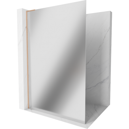 Mexen Kioto L zuhanyfal Walk-in 90 x 200 cm, tükör, kefe hatású réz - 800-090-103-65-50