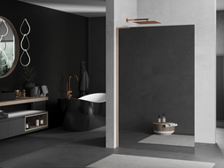 Mexen Kioto L perete duș Walk-in 100 x 200 cm, oglindă, cupru periat - 800-100-103-65-50