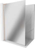 Mexen Kioto L perete duș Walk-in 100 x 200 cm, oglindă, cupru periat - 800-100-103-65-50