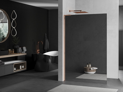 Mexen Kioto L perete duș Walk-in 70 x 200 cm, oglindă, aur roz - 800-070-103-60-50