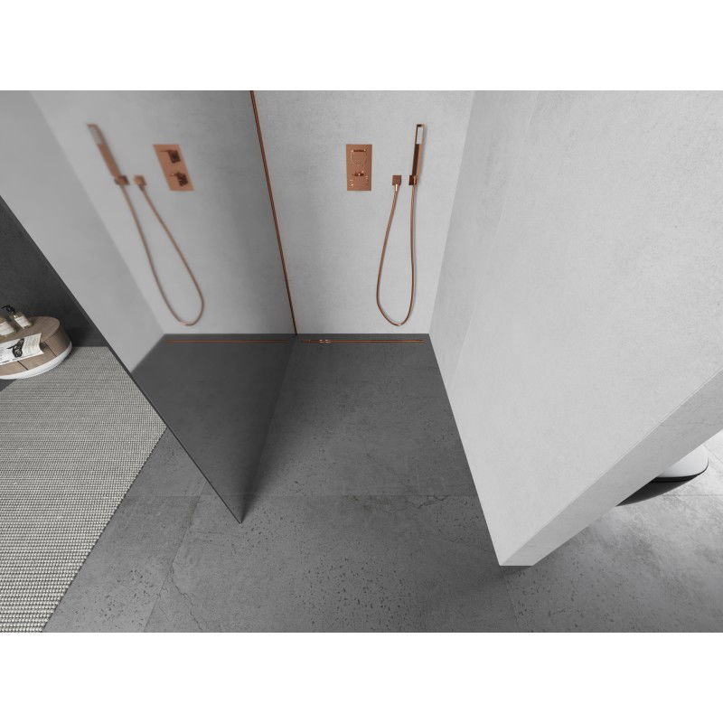 Mexen Kioto L perete de duș Walk-in 70 x 200 cm, oglindă, aur roz - 800-070-103-60-50