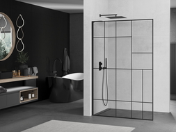 Mexen Kioto L Walk-in zuhanyfal 120 x 200 cm, fekete minta, fekete - 800-120-103-70-78