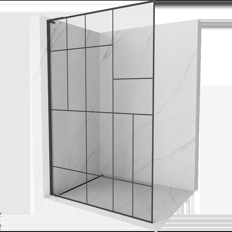 Mexen Kioto L panou de duș Walk-in 110 x 200 cm, model negru, negru - 800-110-103-70-78