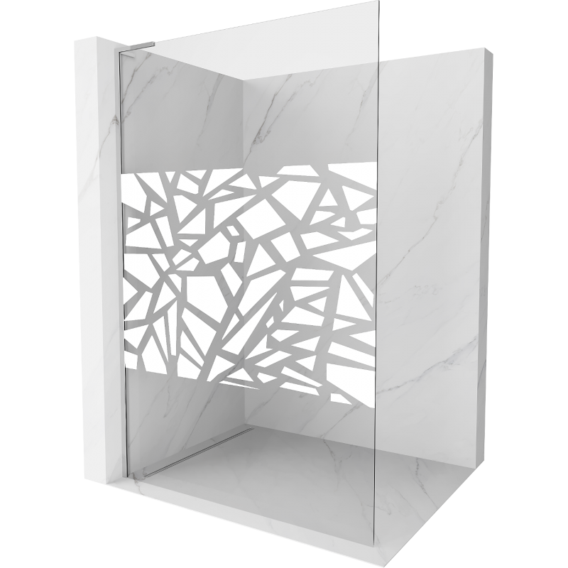 Mexen Kioto L zuhanyfal Walk-in 90 x 200 cm, fehér minta, króm - 800-090-103-01-85