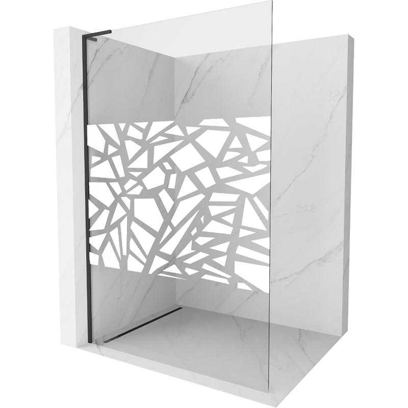 Mexen Kioto L perete de duș Walk-in 100 x 200 cm, model alb, negru - 800-100-103-70-85