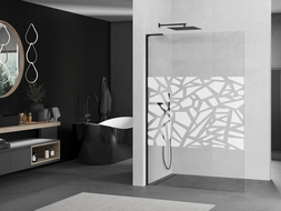 Mexen Kioto L Walk-in zuhanyfal 70 x 200 cm, fehér mintás, fekete - 800-070-103-70-85