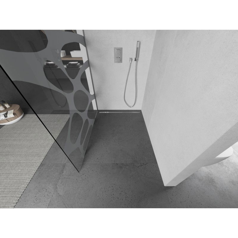 Mexen Kioto L zuhanyfal Walk-in 100 x 200 cm, fehér hullám, króm - 800-100-103-01-97