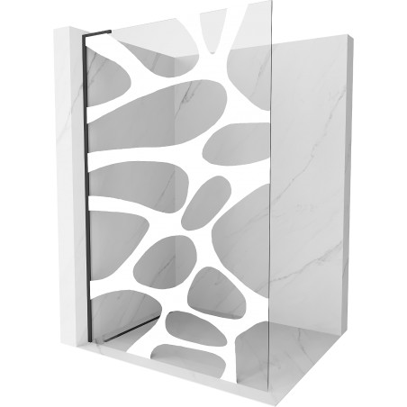 Mexen Kioto L perete de duș Walk-in 100 x 200 cm, val alb, negru - 800-100-103-70-97