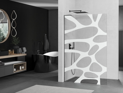 Mexen Kioto L Walk-in Zuhanyfal 100 x 200 cm, fehér minta, gun gray csiszolt - 800-100-103-66-97