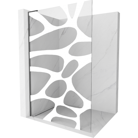 Mexen Kioto L panou de duș Walk-in 80 x 200 cm, val alb, gri armat periat - 800-080-103-66-97