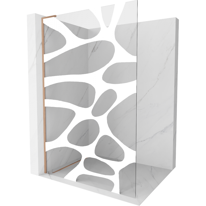 Mexen Kioto L perete de duș Walk-in 110 x 200 cm, val alb, cupru periat - 800-110-103-65-97