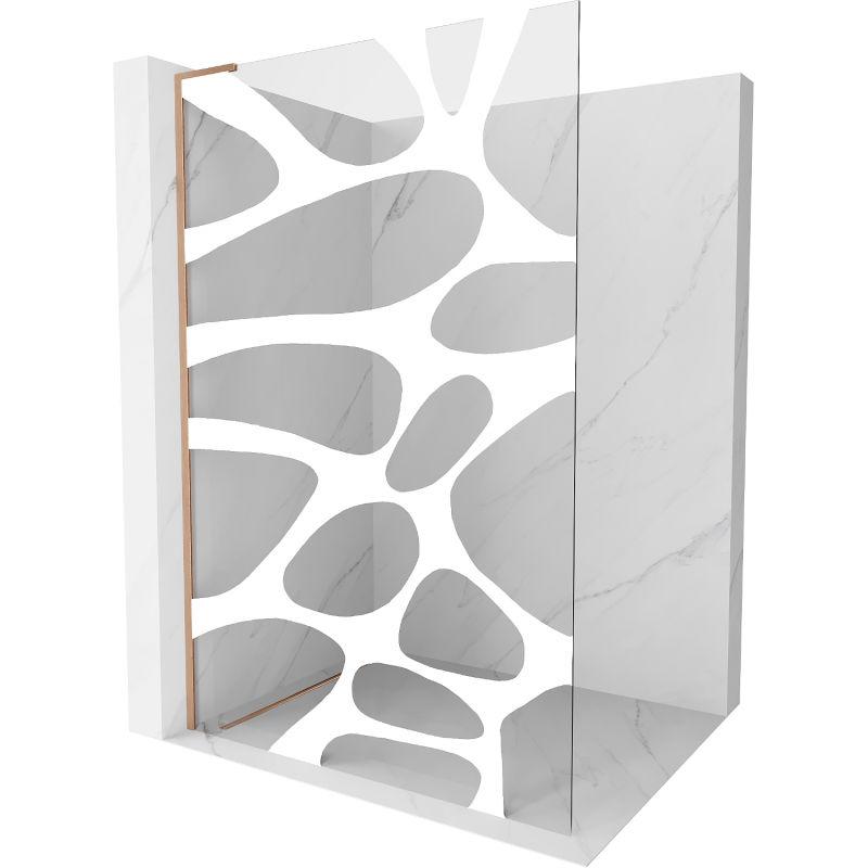 Mexen Kioto L Walk-in tusolófal 100 x 200 cm, fehér minta, csiszolt réz - 800-100-103-65-97