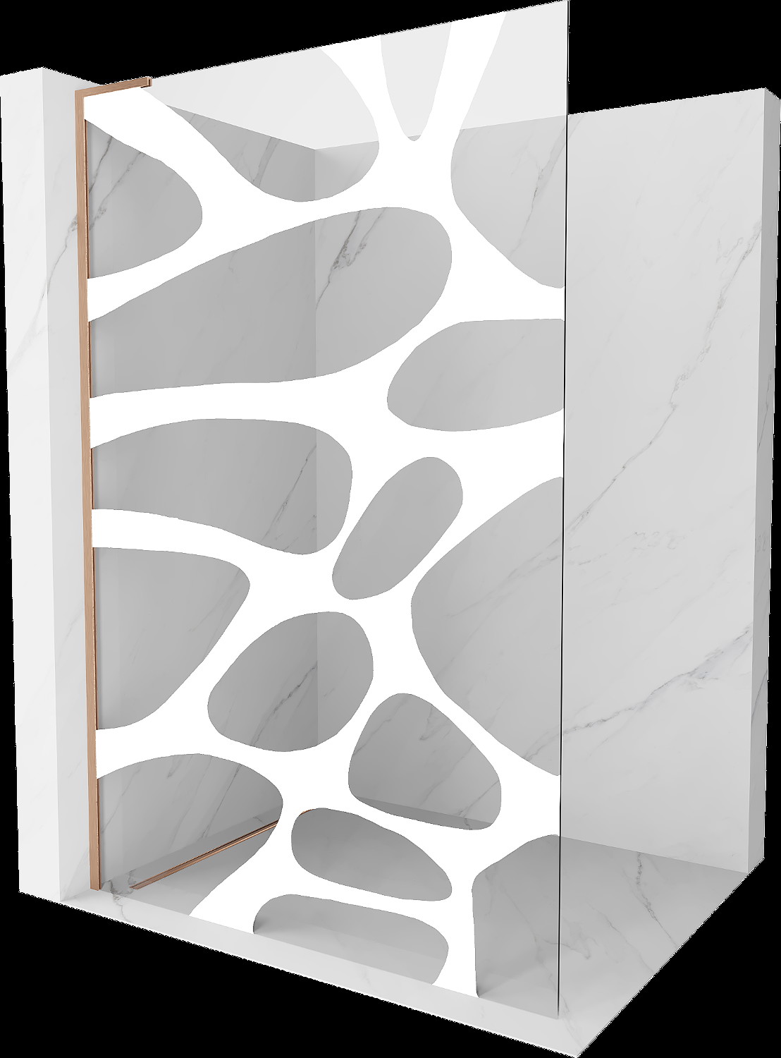 Mexen Kioto L perete de duş Walk-in 100 x 200 cm, model alb, cu bronz periat - 800-100-103-65-85