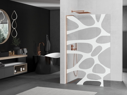 Mexen Kioto L Walk-in tusolófal 100 x 200 cm, fehér minta, csiszolt réz - 800-100-103-65-97