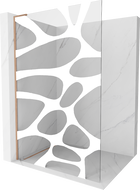 Mexen Kioto L zuhanyfal Walk-in 70 x 200 cm, fehér hullám, kefélt réz - 800-070-103-65-97