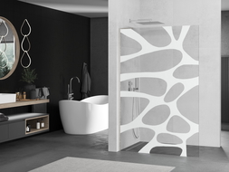 Mexen Kioto L Walk-in zuhanyfal 110 x 200 cm, fehér hullám, szálcsiszolt nikkel - 800-110-103-97-97