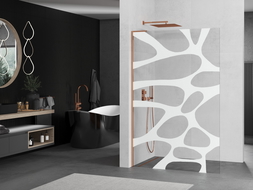 Mexen Kioto L Walk-in zuhanyfal 100 x 200 cm, fehér minta, rózsaszín arany - 800-100-103-60-97
