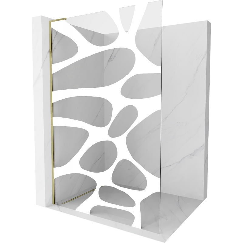 Mexen Kioto L perete duș Walk-in 110 x 200 cm, model alb, aurie - 800-110-103-50-97