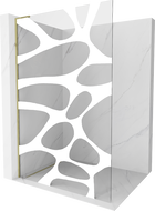Mexen Kioto L Walk-in zuhanyfal 110 x 200 cm, fehér hullám, arany - 800-110-103-50-97