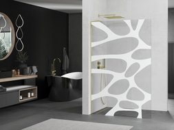 Mexen Kioto L Walk-in zuhanyfal 100 x 200 cm, fehér minta, arany - 800-100-103-50-97
