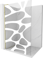 Mexen Kioto L Walk-in zuhanykabin 90 x 200 cm, fehér minta, arany kefélt - 800-090-103-55-97