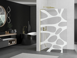 Mexen Kioto L perete duș Walk-in 90 x 200 cm, model alb, auriu periat - 800-090-103-55-97