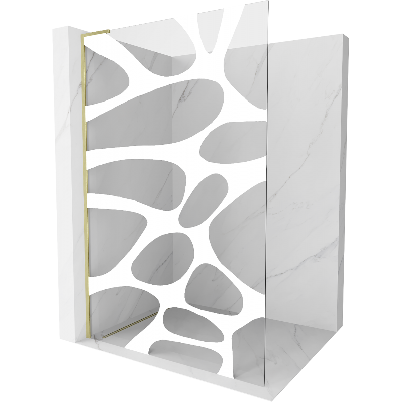 Mexen Kioto L perete de duș Walk-in 70 x 200 cm, undă albă, aurie periată - 800-070-103-55-97