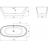 Mexen Eris cadă freestanding 180 x 80 cm, alb, scurgere crom - 53441808000-01
