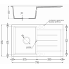 Mexen Bruno chiuvetă din granit cu 1 compartiment cu picurător 795 x 495 mm, Neagră/Argintiu metalic- 6513791010-73
