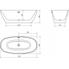 Mexen Eris cada liberă 170 x 80 cm, alb, evacuare crom - 53441708000-01