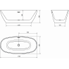 Mexen Eris cadă freestanding 170 x 80 cm, neagră, cu preaplin din inox periat - 53441708070-97