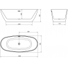 Cada Eris cadă freestanding 180 x 80 cm, alb, supraplin negru - 53441808000-70