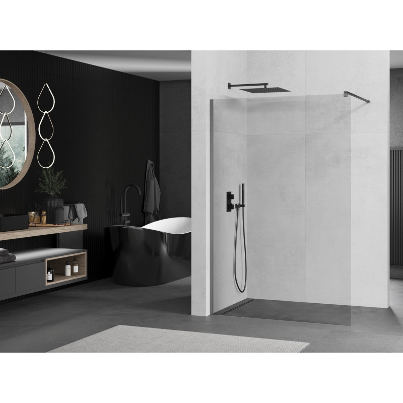 Mexen Kioto Walk-in zuhanyfal 75 x 200 cm, átlátszó 8 mm, fémes szürke - 800-075-101-95-00