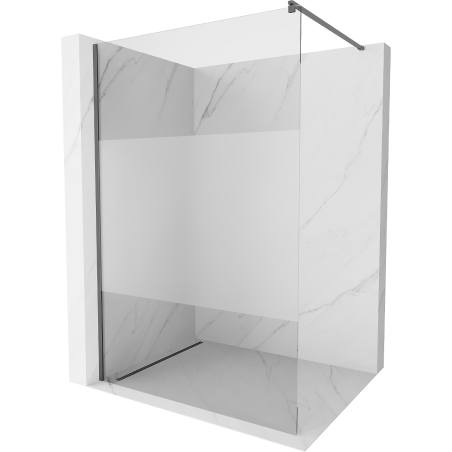 Mexen Kioto Walk-in zuhanyfal 80 x 200 cm, átlátszó/tejes üveg 8 mm, gun metal - 800-080-101-95-35