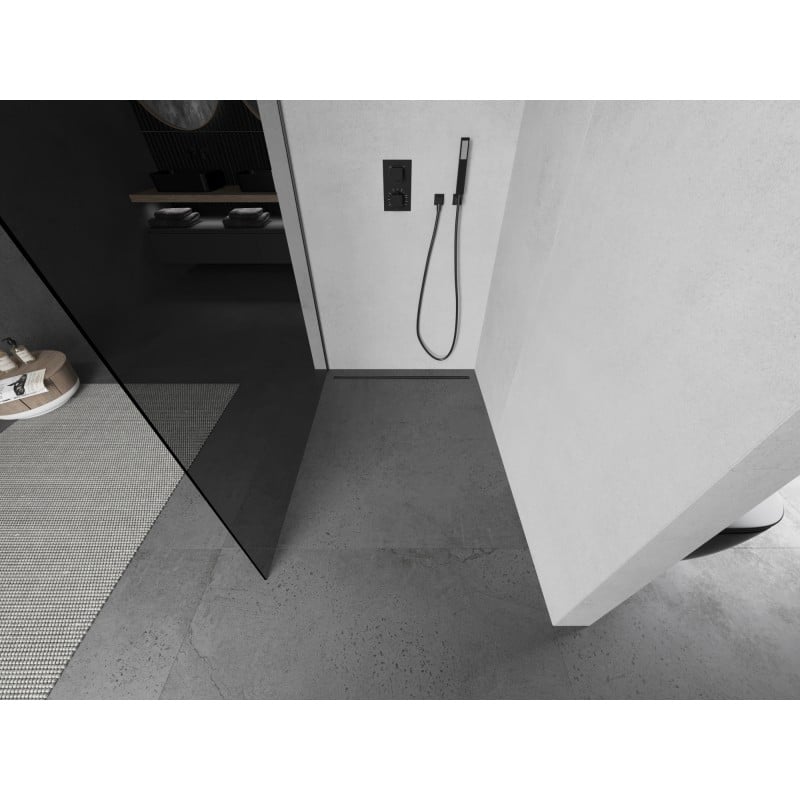 Mexen Kioto perete de sticlă Walk-in 110 x 200 cm, grafit 8 mm, metal de culoare armă - 800-110-101-95-40