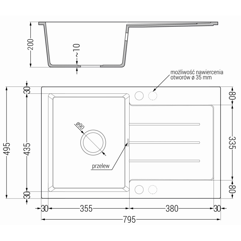 Mexen Bruno chiuvetă de granit cu 1 compartiment cu scurgător și baterie de bucătărie Savita, gri - 6513-71-672601-00