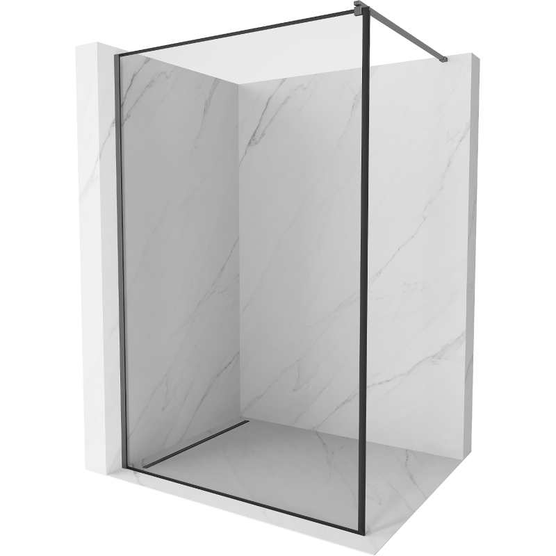 Mexen Kioto perete de duș Walk-in 130 x 200 cm, cadru negru 8 mm, gun metal - 800-130-101-95-70