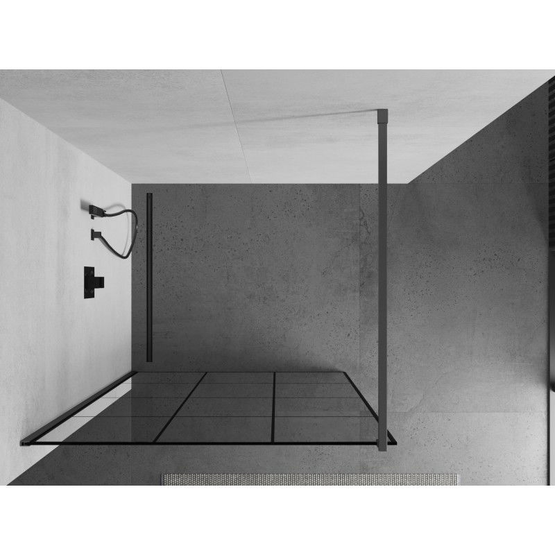 Mexen Kioto perete de duș Walk-in 120 x 200 cm, grilaj negru 8 mm, gun metal - 800-120-101-95-77