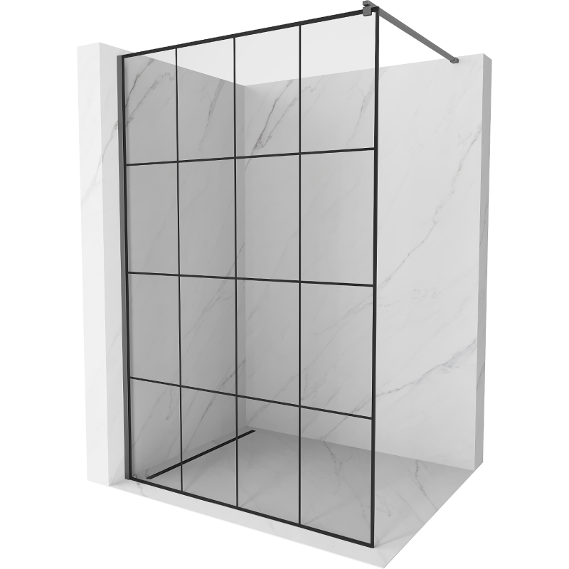 Mexen Kioto perete de duș Walk-in 160 x 200 cm, grilaj negru 8 mm, gun metal - 800-160-101-95-77