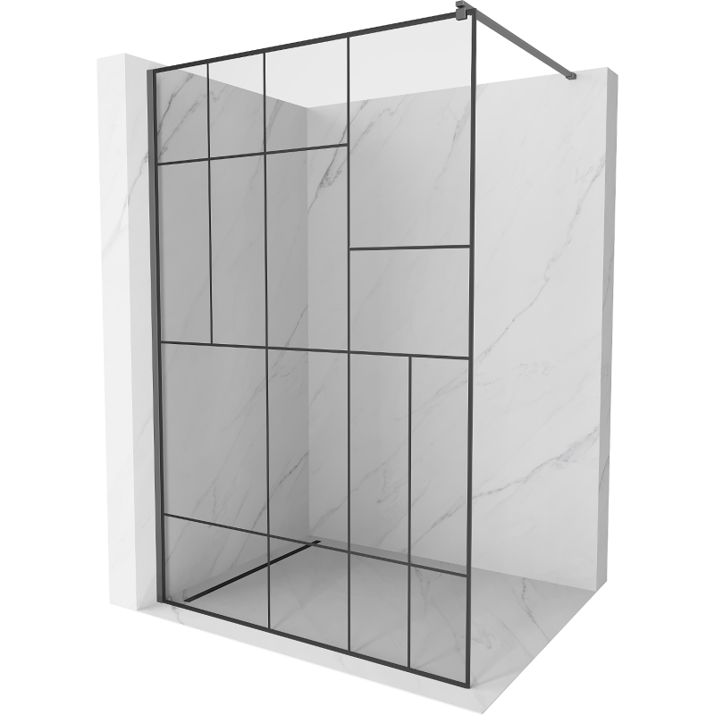 Mexen Kioto zuhanyfal Walk-in 110 x 200 cm, fekete mintával, 8 mm, pisztolyszürke - 800-110-101-95-78